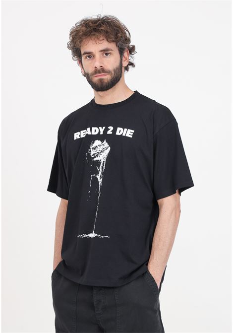Black men's t-shirt with white logo print READY 2 DIE | R2D0402